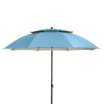 Doppler Derby Windprofi Parasol, 200 cm, voor strand, balkon, zwembad en terras, parasol in hoogte verstelbaar, met uv-bescherming, knikbaar, strandparasol, blauw