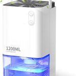 EasyAcc® Luchtontvochtiger 1200ML, Kleine Stille Ontvochtiger met Draagbare Handgreep, 7 LED Kleuren, Automatische Uitschakeling, Ontdooifunctie voor Badkamer Slaapkamer Kantoor Camper Wit