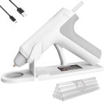 DOMINOX Draadloos heet lijmpistool met 20 lijmsticks, 25s snel voorverwarmen, 2000mAh Type-C oplaadbaar, Smart-Power-Off, voor kunst, ambacht, doe-het-zelf, thuisreparaties, wit