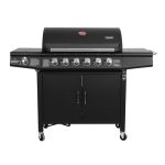 Taino Red 6+1 Gasbarbecue, barbecuewagen, BBQ, roestvrijstalen brander, zwart, optionele accessoires
