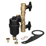 LuxeBath Magnetisch filter vuilafscheider 1 op 3/4 inch messing met afsluitkleppen vuilvanger voor verwarming en koeling cv installatie magnetische deeltjesafscheider voor radiator vloerverwarming