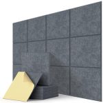 Kuchoow Akoestische Panelen Zelfklevend 12 stuks, Vierkante Geluidsdempende Matten, Tegen Echo in Gaming Room, Thuiskantoor, TV-wand, Decoratie voor Wand, Plafond en Deur, 30x30x0,9 cm, Donkergrijs
