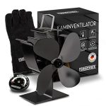 FALKENWERK Kachelventilator zonder stroom incl. haardthermometer & ovenhandschoen - stille kachelventilator - warmteaangedreven ventilator voor kachel - kachel ventilator voor warmteverdeling