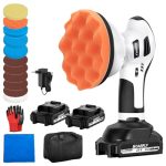Polijstmachine Auto Accu, excentrische polijstmachine Accu met 2x2,0 Ah 21 V batterij, 6 variabele snelheden, 3200–6600 tpm, voor autodetailing, koplampenbehandeling
