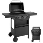 TAINO COMPACT gasbarbecue grillwagen griller BBQ roestvrijstalen brander gasbarbecue zwart balkon City (3+0, Zwart)
