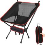 Beste kampeerstoel LUKVCIY Campingstoel, lichtgewicht draagbare klapstoel, gewichtscapaciteit 150 kg, 600D Oxford stof, geschikt voor tuinen, feesten, vissen, expedities, wandelen, enz., rood