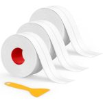 Badkamer afdichtingsstrip, 3 rollen waterdichte afdichtingstape voor badkamers, zelfklevende afdichtingsstrip voor toilet, keuken, badkuip, wastafel, muurhoek, met afdichtingsgereedschap (wit)