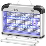 LiBa Elektrische insectenverdelger, insecten en vliegenverdelger, 20 W, insectenvanger voor muggen, vliegen en motten, met 2 reservelampjes en afwasbare plank