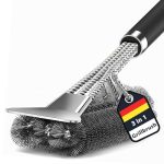 Beste BBQ borstel TNTOR Barbecueborstel, 3-in-1 grillborstel met reinigingsborstel met lange steel en schraper, roestvrij staal, BBQ-gereedschap, barbecue-accessoires, 360 graden, reinig grillrooster, keuken, servies