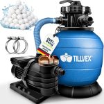 tillvex Zandfiltersysteem 10 m³/h + 800g filterkogels | Zandfilterinstallatie filterinstallatie 7-weg ventiel & 2-in-1-adapter Ø 32-38mm | Zwembadfilter Zandfilter voor zwembad en zwembad