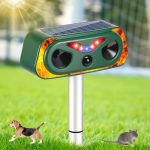 Cat Deterrent, Fox Deterrents for Gardens UK, Solar Powered Ultrasonic Cat Repellent with Pir Motion Sensor & LED Flame Lights, Ip66 Waterproof, Effective for Squirrels, Dogs Foxes Birds