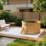 Finntherm Houten badvat Bergen, Hot Tub Ø 160 x 101 cm, 3-4 personen, incl. instapladder, zwembad, badkuip