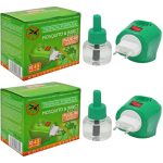 Plug-in Muggenwerende Plug-in Insectenkiller voor Thuis & Reizen Houdt tot 45 Nachten aan per Navulling | Elke Verpakking Bevat een Plug-in en een Fles voor Langdurige Prestaties | 2-Pack