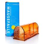 PATTLER® Extra grote levende muizenval – vangkooi zonder doden voor muizen, ratten en knaagdieren – herbruikbaar nat met ventilatiegaten – binnen en buiten – X1 oranje