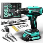 Accuschroevendraaier, 20V accuboormachine/schroefmachine, 25+1 koppelinstellingen, maximaal koppel van 42 Nm, LED-verlichting, 56-delige accuschroevendraaierset doe-het cyaan