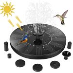 Jsdoin Fonteinpomp op zonne-energie, upgrade 1,4 W vogelbad, 4 vaste staande houder, zonne-fontein met 6 sproeiers, vrijstaande fonteinpaneel voor buiten, dompelpomp voor vijver, zwembad, terras, tuin