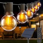 Ollny Solar Lichtsnoer voor buiten 10M met 16+1 LED-gloeilampen, zonne-aangedreven G40 buitenverlichting met afstandsbediening, 3 verlichtingsmodi, timerfunctie, IP65 waterdicht voor tuin, balkon