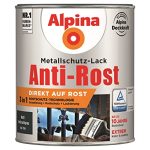 Beste metaalverf voor buiten Alpina 750 ml Metaalbeschermingsverf, 3in1 Direct op Roest, RAL 7016 Antracietgrijs mat