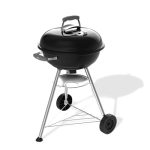 Weber Compact Kettle houtskoolbarbecue (versie 2026) / Driepootstandaard en wieltjes, hittebestendig, roestvrij ontwerp, verchroomd rooster met drie lagen, 47 cm, zwart