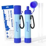 Purewell Outdoor Waterfilter – 0,01 μm ultrafijnfilter verwijdert 99,99% bacteriën & zware metalen | 1500 liter filtercapaciteit | Draagbaar drinkwaterfilter met karabijnhaak voor survival & outdoor