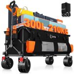 Beste bolderkar strand BTTN XXXL Bolderkar, opvouwbaar, 300 l/210 kg draagvermogen, met remmen, 18 x 10 cm brede banden, vouwwagen voor tuin, strand, camping en winkelen, zwart