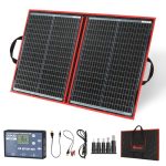 DOKIO Opvouwbaar Zonnepaneel 100w 12v Monokristallijne zonnelader met 10A-controller voor caravan camper camping Auto Boot Batterij opladen
